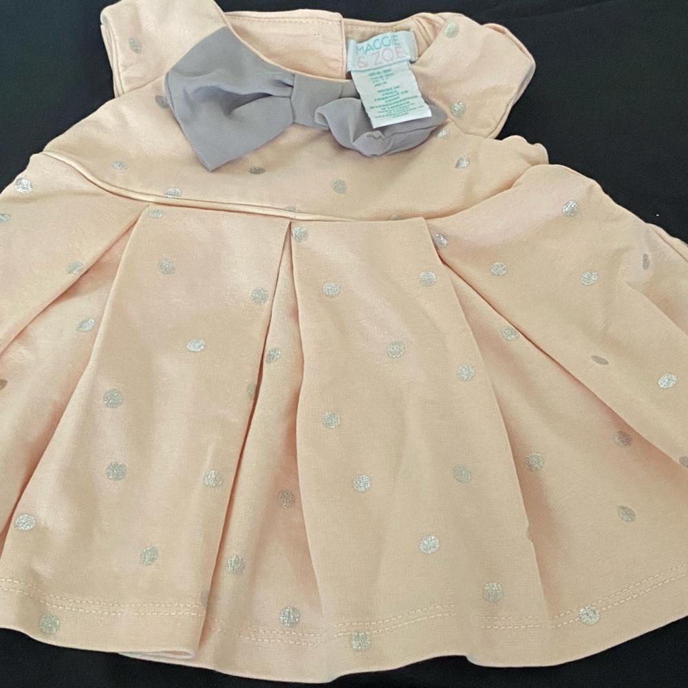 GOOD CONDITION LITTLE PRINCESS PEACH & SLIVER DRESS 6-9M! MADDIE & ZOE